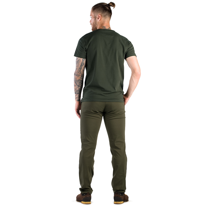 T-shirt bawełniany męski FNT Duck w kolorze ciemnozielonym z nadrukiem